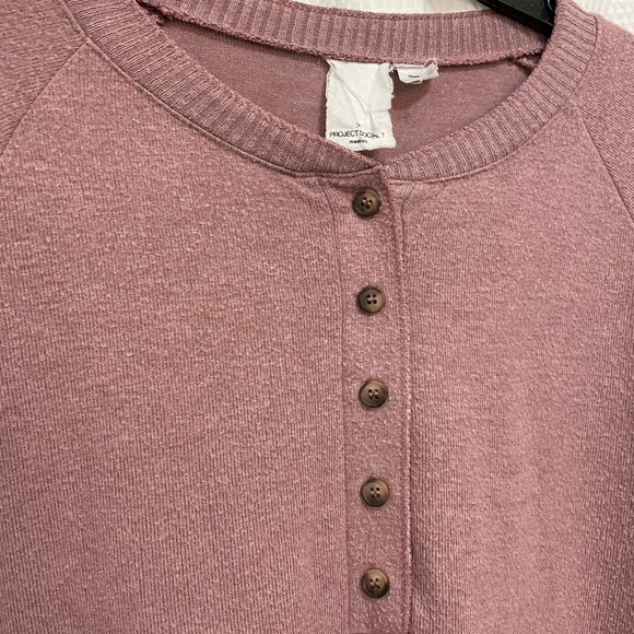 Project Social T Cozy Knit Quarter Button Lounge Henley Top Size Medium - Picture 5 of 9